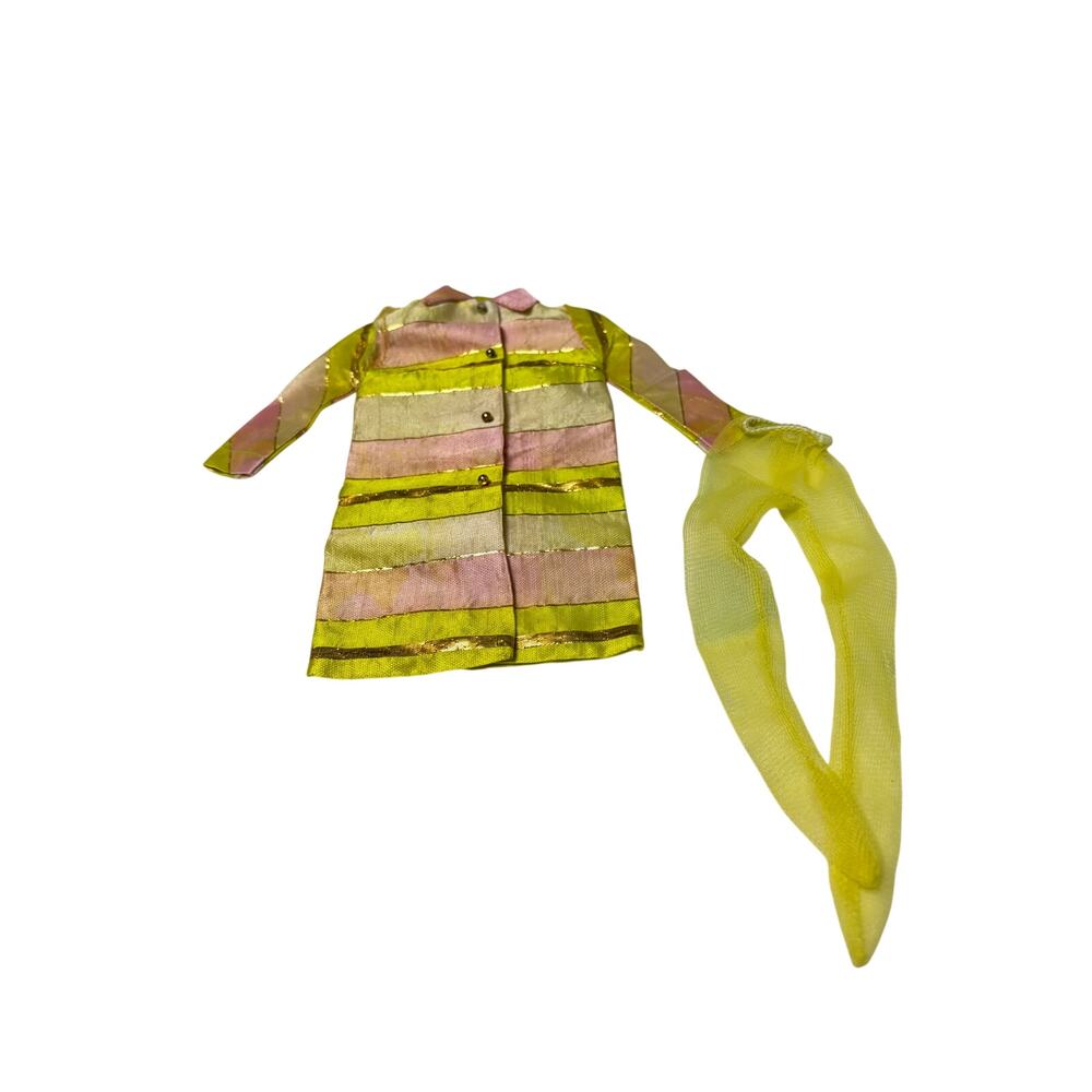 VTG Barbie "All that Jazz" striped coat, yellow tights. #1848. torn seam